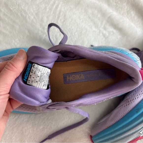Hoka Bondi 8 Lavender and Sky Blue Athletic Shoes - Picture 6 of 6